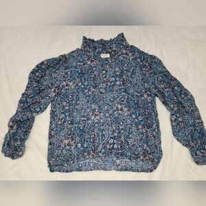 Lucky Brand Blue and Pink Floral Blouse